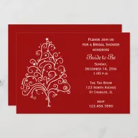 Red Christmas Tree Winter Bridal Shower Invitation