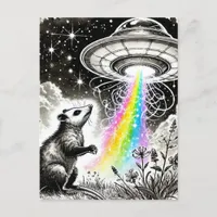 An opossum and a UFO Postcard