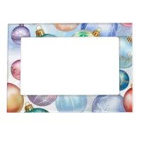 Colorful Christmas Baubles Pastel Pretty Picture Magnetic Frame