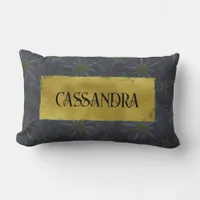 Dark Stars Celestial Black Gold Name Lumbar Pillow