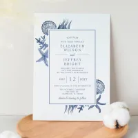 Budget Seashells Ocean Beach Wedding Invitation