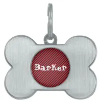 Black Red Thin Diagonal Stripes Pet Name Tag