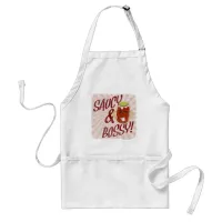 Saucy and Bossy Funny Cartoon Food Slogan Adult Apron