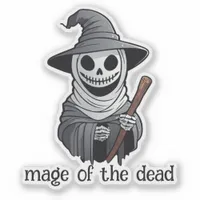 Skeleton Witch Holding a Wand Sticker