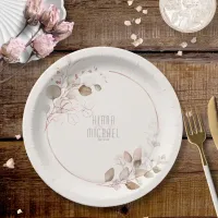 Dreamy Foliage Wedding V1 Blush Pink ID817 Paper Plates