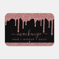 Rose Gold Sparkle Glitter Drips Luxury Metal Sign
