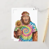 Hippie Sasquatch With Sunflower Postcard