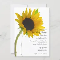 Yellow Sunflower on White Baby Shower Invitation