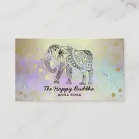 *~* Hand Drawn Elephant Lunar Buddha Gold Business Card