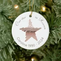 Star in Heaven remembrance rose gold star white Ceramic Ornament