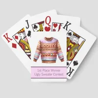 1st Place Winner Ugly Sweater Contest Pink Purple Jumbo Poker Cards