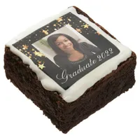 Graduation party black gold stars photo brownie