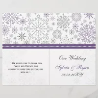 purple gray snowflake bi fold Wedding program