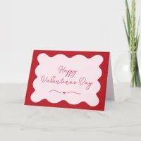 Modern Trendy Pink & Red Scalloped Valentine’s  Card