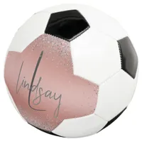 Rose Gold Brushed Metal Glitter Monogram | Soccer Ball