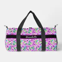 Violet Watercolor Blooms Print Cut Sew Bag