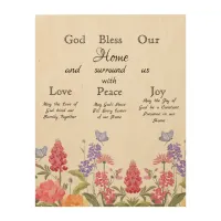 God Bless Our Home Floral Wildflower Wood Wall Art