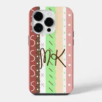 Boho Brown, Burgundy, Green and Mauve Whimsical  iPhone 14 Pro Case