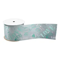 Hugs and Kisses Word Cloud Teal ID286 Satin Ribbon