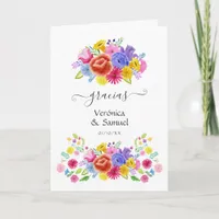 Watercolor Floral Spanish Fiesta Wedding Photo Thank You Card