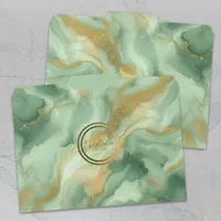 Elegant Stylish Green Marble and Gold Veins  File Folder