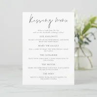 Minimalist Script Wedding Kissing Menu Game Card