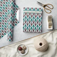 Brown and Teal Modern Geometric Arrow Rows Wrapping Paper