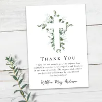 Sympathy Eucalyptus Cross Funeral  Thank You Card