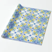 La Dolce Vita Amalfi Coast Lemon Tile Wedding Wrapping Paper
