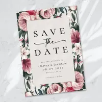 Watercolor Floral Roses Wedding Save The Date