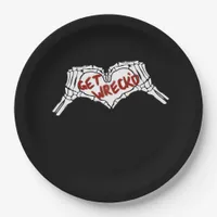 Get Wrecked Skeleton Hand Heart Classic Paper Plates