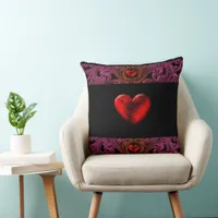 Goth Purple Ornament With Heart  Throw Pillow