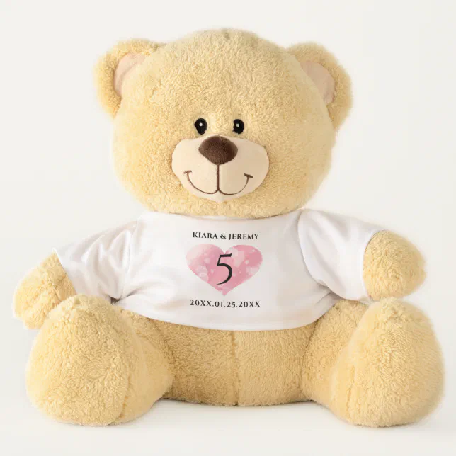 Elegant 5th Rose Quartz Wedding Anniversary Teddy Bear