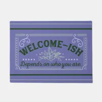 welcome-ish sarcastic Purple & Green door mat rug