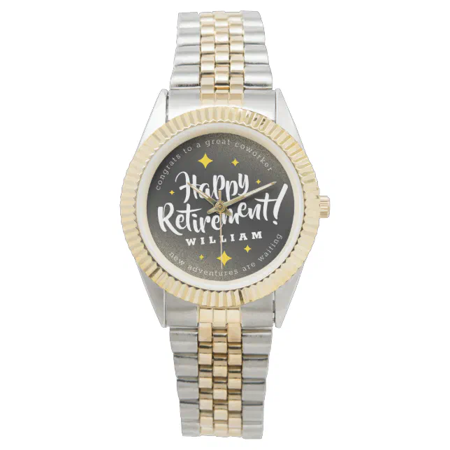 Fun Gold Glitter Stars Retirement New Adventures Watch