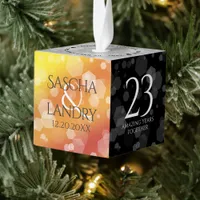 Elegant 23rd Imperial Topaz Wedding Anniversary Cube Ornament