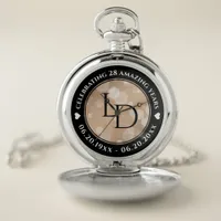 Elegant 28th Linen Wedding Anniversary Celebration Pocket Watch