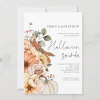 Fall Floral Pumpkin Script Halloween Party Invitation