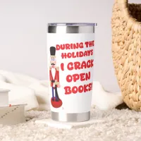 Crack Open Books Holiday Reading Fun Design Insulated Tumbler