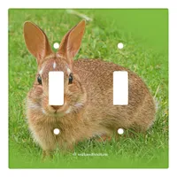 Cute Bunny Chewing Greens on the Golf Fairway Light Switch Cover