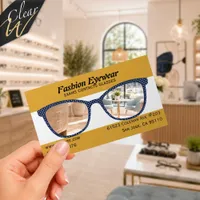 Autumn Marigold Chic Eyeglasses Blue White Dots  Clear Business Cards