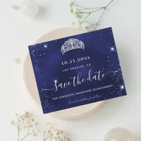 Budget Quinceanera blue glitter dust save date