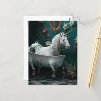 Silly AI generated Unicorn in a Bathtub Postcard