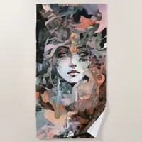 Beautiful Woman Collage Beach Towel