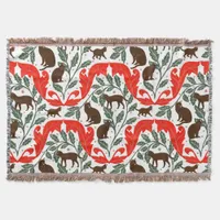 Elegant Art Nouveau Blue Black Cat-Whimsical  Throw Blanket