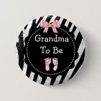 Grandma to be Zebra Print Baby Shower Button