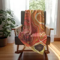 Abstract Agate Monogram Hot Orange ID827 Fleece Blanket