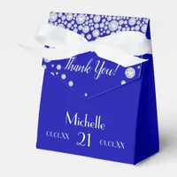 Birthday royal blue white name favor boxes