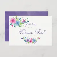 Ultra Violet Floral Will You Be My Flower Girl Invitation