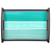 Turquoise monogram serving tray